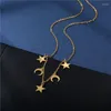 Chains Simple Personality Star Moon Girl Necklace Stainless Steel Metallic Feeling Sweet Romantic Style Woman Mom Collarbone Chain