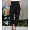 Pantalon féminin Capris automne et hiver Nouveau pantalon européen et américain de couleur unie aux femmes à haute taille avec pantalon décontracté à fente y240422