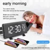 Digital LED Alarm Clock Smart Projection Radio USB Desk and Table Clocks Thermometer 240410