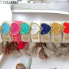 Strängar 5 stycken Coloful Beads Heart Charms Armband Handcraft bred justerbar bomullsvåg Tassel smycken 40295