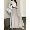 Spódnice xgoth eleganckie kobiety spódnica solidna młoda dama plisowana w stylu koreańsko w stylu Preppy Mid Calf Spring Spring Film Clothing