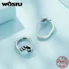 Earrings WOSTU Original 925 Sterling Silver Small Raccoon Ear Clips Ear Buckles Quality Enamel process Fine Jewelry For Women Party Gift