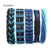 Bracelets de charme 5pcs Braceuses en cuir masculin pour hommes Blue Breded Corde Fashion Bracelet Bracelet Bijoux à lacets F22