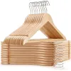 Storage Wooden Coat Hangers 30 Pack, Natural Wood Suit Hangers with Non Slip Pant Bar, Clothes Hangers for Shirts, Jackets, Dress, Pant