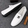 Casual Shoes 2024 Genuine Leather Men Formal Mens Loafers Moccasins Soft Breathable Slip On Boat High Quality