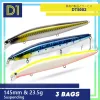 Accessoires D1 Visserij Minnow Lure 145 mm/23,5 g 3pcs Suspending Silent Assassin 140f Wobblers Sea Fishing for Bass Trout Tackle