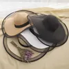 Breda randen hattar 2024 Sun Hat Summer Anti-uv Lady Women Solid Plain Floppy Straw for Female Mesh Beach