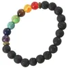 Bracelets de charme 7 Chakra Healing Bracelet Black Lava Beds Reiki Buda Oração de Pedra dos Menos e Mulheres