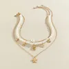 ペンダントネックレスPurui Gold Color Shatlfish Shape Necklace Imitation Pearl Beads Choker for Women Vintage Jewelry Collar Party Girls Girls