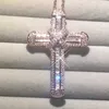 ペンダントネックレスNew 925 Silver Exquisite Bible Jesus Cross Pendant Necklace Men Crucifix Charm Simulated Diamond 14K Gold Jewelry 240419