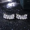 Stud -oorbellen 2024 Trendy ingelegde briljante rechthoek kubieke zirkonia voor vrouwen meisjes Koreaanse mode -sieraden geschenken