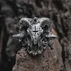 Cluster Rings Unique Punk Gothic Satanic Demon Skull Ring Men Biker Jewelry Gift Animal Finger Trendy Female Male Engagement Party188s