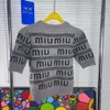 Ss M New Letter Full Print Ribbed Hem Micro Bubble Sleeves Highlight Slim Fit Super Regular Knitted Short