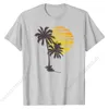 Sunset Beach Palms Tree Tshirt Rolig sommarsemester T-shirt Män varumärke Simple Style Cotton Man T Shirt Design 240409