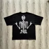 Mens Dark Skull Print Loose Overized T-shirt Parkläder Pure Cotton Vintage American Fashion Gothic Grunge Clothes Y2K 240421