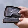 Wallets Leacool Genuine Leather Men Short Wallet Women Cowhide Zipper Purse Wallets Credit Card Holder Pocket Money Bag
