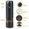 Grinders New Automatic Salt and Pepper Grinder Set Rechargeable With USB Gravity Spice Mill Adjustable Spices Grinder