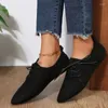 Casual Shoes Women Retro Loafers Pointed Suede Flat Lace Up Ladies Sneakers Woman Shallow Comfort Non Slip Walking