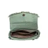 Mabula dames gegolfde deksel Menger Bag Candy Green Ruched canvas onderarm schoudertasje chic flap handtas i9uo#