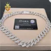 Collier cubain glacé 3 rangée 18 mm Hip Hop Fine bijoux VVS Moisanite Sterling Silver 925 Cuban Link Chain