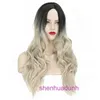 Designer Human Wigs Hair para mulheres peruca tingimento tingido de cabeça gradiente marrom ouro branco longo cabelos encaracolados 270g 70cm pyj