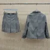 Gray Women Blazer Skirt Set Letters Woman Formal Blazers Dress Suit Elegant Luxury Designer Jackets Skirt Outfits