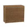 Laundry Bags 3-Compartment Wicker Sorter With Lid And Handles Earthy Brown Stylish Organizer