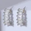 Boucles d'oreilles étalon 2024 tendance incrustée rectangle bric-zircone cubique pour femmes filles de bijoux de mode coréenne