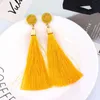 Autres femmes Bohemian Crystal Long Tassel Boucles d'oreilles pour fille en soie blanche rouge Drop rose fleur de boucle d'oreille de mode de mode 240419