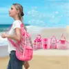 Faltbarer Strand Spielzeugbeutel gestreifter Aufbewahrungsbeutel Tasche Mesh Bags Reisen Organisator Sundies Net Draw String Rucksack s