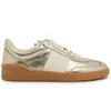 Skor nitar toppguld sneakers bräddesigner par vit cowhide färgad champagne snörning träning studs låg wallentino sport casual tränare 5zrv