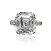 Bande Huitan Asscher Crystal Cubic Zirconia Rings for Women Fashion Wedding Engagement Bande Female Ring Anniversary Party Hot Jewelry