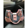 y2k Pink Shoulder Bag for Women Luxury Designer Gothic Crossbody Handbag Chain Motor Style Cool Girl Denim Large Capacity New l1rw#