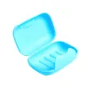 Zet 1 stks draagbare zeepgerechten Soap Container Badkamer Travel Huis Plastic Soap Doos met Cover Small/Big Maten Candy Color