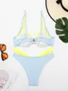 Menas de banho feminina 2024 Push up Block Color Duas peças Anel de biquíni Link Swimsuith Mulheres banhistas fêmeas banhando banho de natação roupas de praia