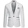 Trajes para hombres elegantes negocios blazer simple color sólido sólido moderno de bolsillo decorativo