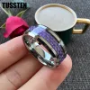 Rings TUSSTEN 6/8MM Classic Tungsten Wedding Band Ring For Men Women With Purple Carbon Fiber Inlay Bevel Polish Comfort Fit