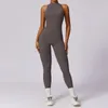 Conjunto ativo do conjunto de ioga feminino Set Zipper Jumpsuits One Piece Rompers Rompers Sportswear Gym Roupos Women Bodysuits