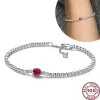 Strands New Hot 925 Silver Sparkling e Red Tennis Love Sign Flower Bracelet para jóias originais