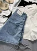 Donne Denim Shorts Pulsanti in vita alta Cinelati pantaloni corti solidi Summer Female Casual S-3XL 240418