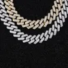 Ready to Ship 2rows 13mm S925 Sterling Silver Men Hiphop Diamond Necklace Vvs Moissanite Cuban Link Chain