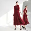 Sukienki imprezowe Eleganckie krótkie czerwone tiul wieczór z szarą A-line muzułmańską Rucha Zamek Formalny sukienka dla kobiet