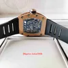 PM035 Rose Gold Man Watches 42 mmxx50 mm gumowe pasy Paspos Sapphire Glass Transparent Automatyczny ruch mechaniczny Mężczyznę Watch zegarek