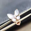 925 Sterling Silver Van Butterfly örhängen pläterade med 18K Rose Gold White Fritillaria Precision High Edition med logotyp