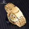 Kits Forsiner Fashion Transparent rétro Retro Automatique Mécanique Automatique Top Brand Luxury Full Golden Lumin Lumin Hands Skeleton Clock