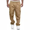 Mäns byxor Mens Cargo Pants Relaxed Fit Sport Pants Jogger Sweatpants 2023 Ny Loose DrawString Outdoor Fashion Multiple Tickets Byxor Y240422