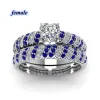 Bands Mode Schmuck Paar Ring einfach Edelstahl Männer Ring elegant blau/weiß Herz Zirkon Frauen Ringe Set Engagement Geschenk