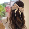 ヘアクリップビッグオルガンザメッシュボウリボンスプリングヘアピンホルダーアクセサリー女性用装飾品のピンクリップ