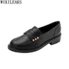 Casual Shoes Oxford for Women Leather Korean Fashion Patent Block Heel Slip On Loafers