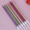 Sier-plating Long Birthday Gold Stemmed Less Candles DIY Colorful Cake Decoras Wedding Supplies 6pcs /box